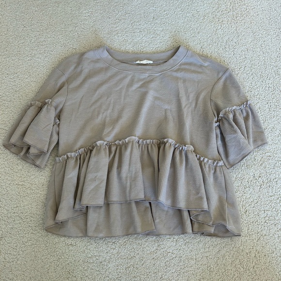 Altar’d State Ruffle Cream Top - Picture 1 of 4